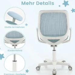 Höhenverstellbarer Kinderdrehstuhl mit Sitzbremse Ergonomischer Schreibtischstuhl Bürostuhl