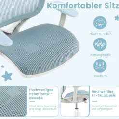 Höhenverstellbarer Kinderdrehstuhl mit Sitzbremse Ergonomischer Schreibtischstuhl Bürostuhl
