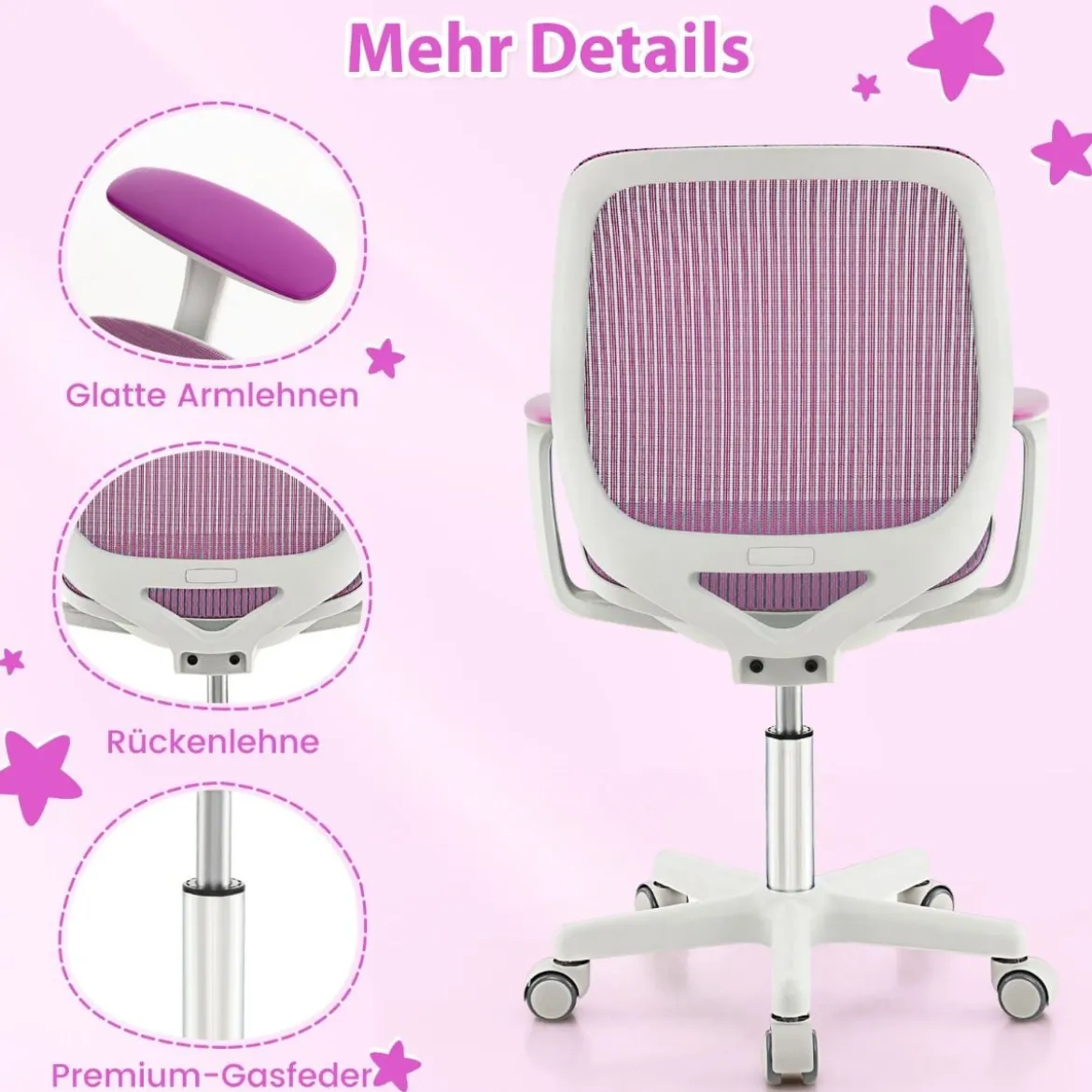Höhenverstellbarer Kinderdrehstuhl mit Sitzbremse Ergonomischer Schreibtischstuhl Bürostuhl