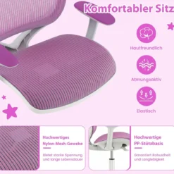 Höhenverstellbarer Kinderdrehstuhl mit Sitzbremse Ergonomischer Schreibtischstuhl Bürostuhl