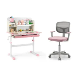 Höhenverstellbarer Kinderschreibtisch + Kinderschreibtischstuhl Set Studiertisch Jungendstuhl