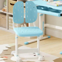 Höhenverstellbarer Kinderstuhl Kinder-Schreibtischstuhl Kinder-Studienstuhl mit Doppel-Rückenstütze Blau/Grau/Rosa