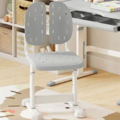 Höhenverstellbarer Kinderstuhl Kinder-Schreibtischstuhl Kinder-Studienstuhl mit Doppel-Rückenstütze Blau/Grau/Rosa