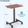 Höhenverstellbarer Laptop-Schreibtisch mit Rädern Computertischwagen Pflegetisch Braun