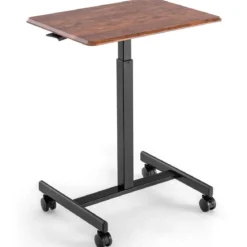 Höhenverstellbarer Laptop-Schreibtisch mit Rädern Computertischwagen Pflegetisch Braun