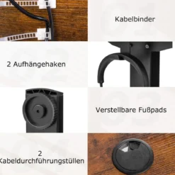 Höhenverstellbarer Schreibtisch 120 x 60 cm elektrischer Stehschreibtisch Rustikales Braun + Schwarz