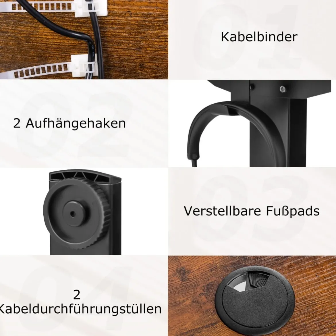 Höhenverstellbarer Schreibtisch 120 x 60 cm elektrischer Stehschreibtisch Rustikales Braun + Schwarz