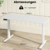 Höhenverstellbarer Schreibtisch 140 x 60 cm elektrischer Stehschreibtisch Weiß