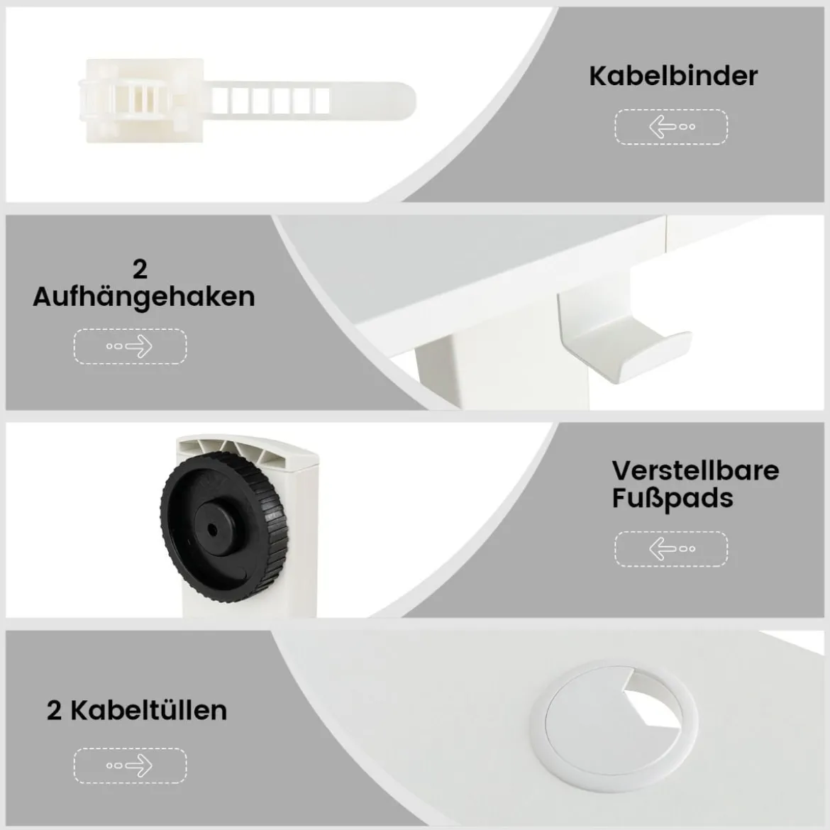 Höhenverstellbarer Schreibtisch 140 x 60 cm elektrischer Stehschreibtisch Weiß