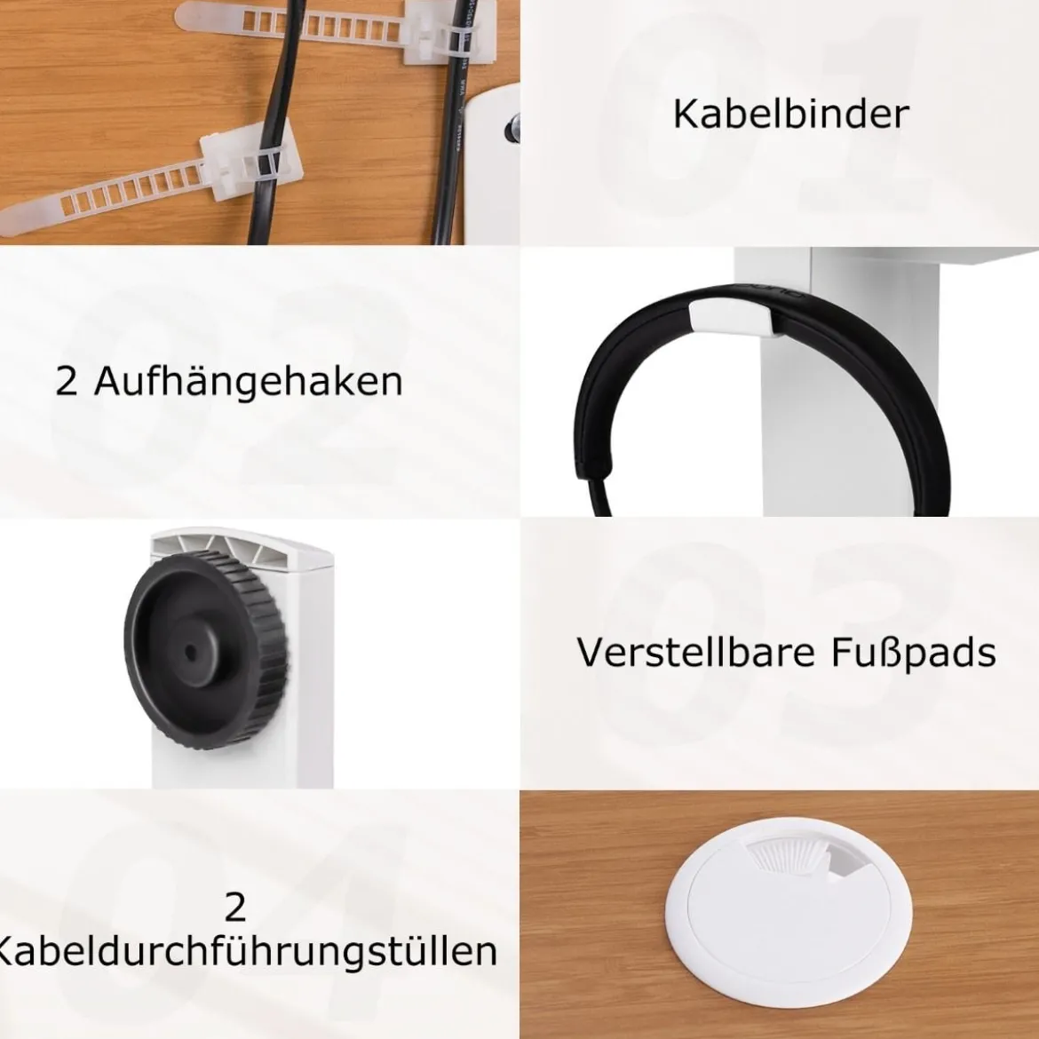 Höhenverstellbarer Schreibtisch 120 x 60 cm elektrischer Stehschreibtisch Rustikales Natur + Weiß