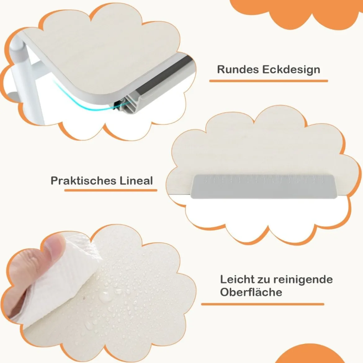 Höhenverstellbarer Schreibtisch mit Neigbarer Tischplatte & Schublade & Regal Kinder Studiertisch