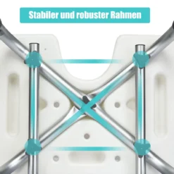 Höhenverstellbarer und rutschfester Duschstuhl mit U-förmiger Aussparung 53 x 50 x 67 - 79 cm Weiß