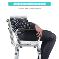Höhenverstellbarer und rutschfester Duschstuhl mit U-förmiger Aussparung 53 x 50 x 67 - 79 cm Weiß