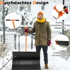 Höhenverstellbare Schneeschaufel auf Rädern Schneeschild mit Verstellbarem Winkel