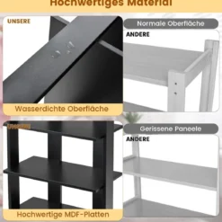 Höheverstellbarer 8 stufiger Schuhständer aus Holz Schuhregal Freistehender Eckregal Braun