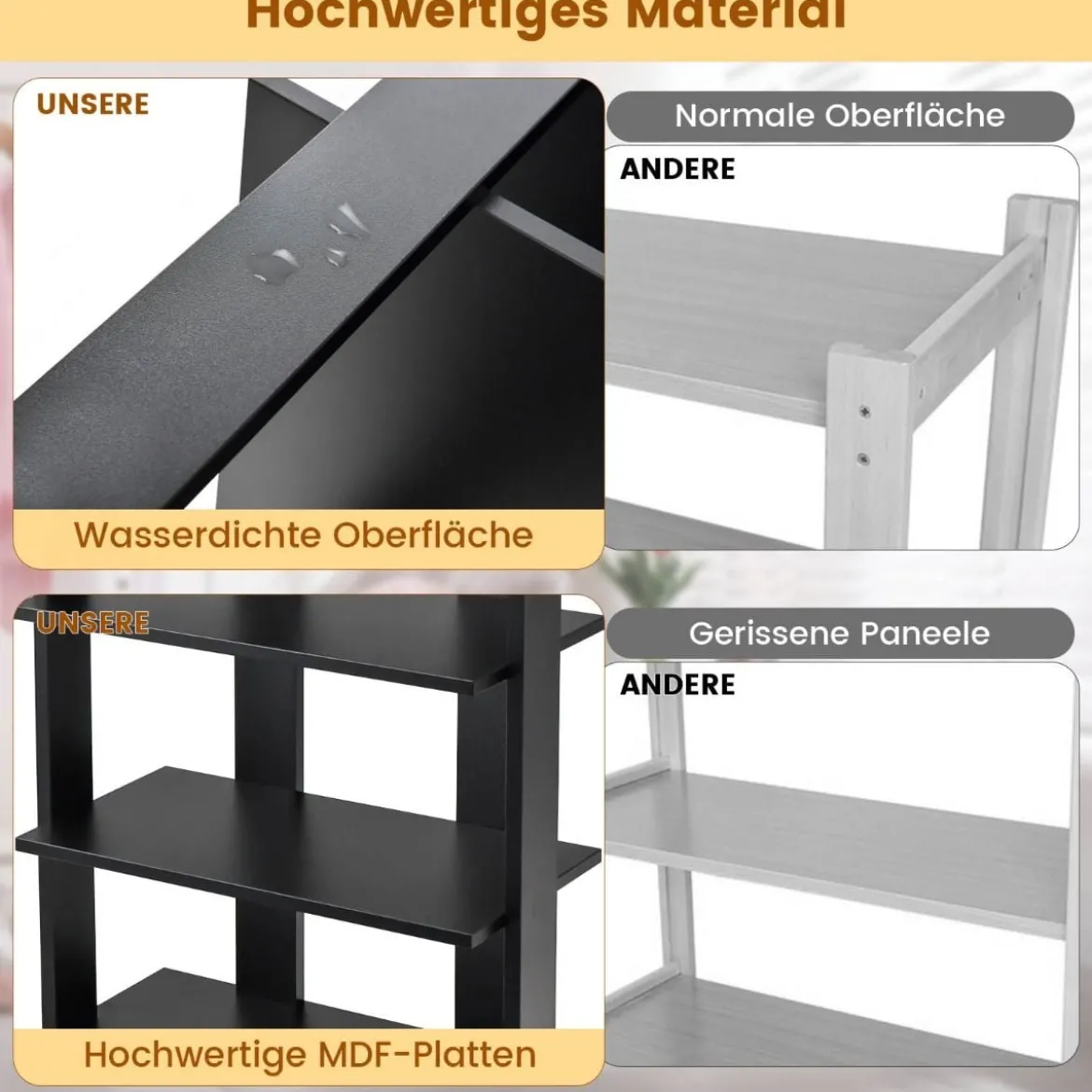Höheverstellbarer 8 stufiger Schuhständer aus Holz Schuhregal Freistehender Eckregal Braun