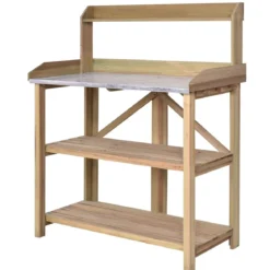 Hölzerne Outdoor-Pflanzbank Tisch aus Tannenholz Garten Arbeitstisch 100 x 49 x 121 cm Natur