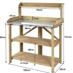 Hölzerne Outdoor-Pflanzbank Tisch aus Tannenholz Garten Arbeitstisch 100 x 49 x 121 cm Natur