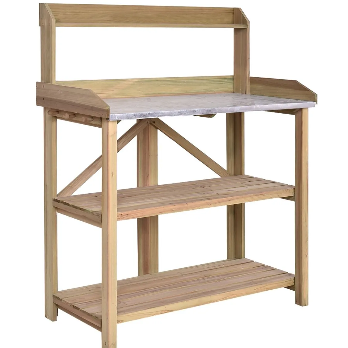 Hölzerne Outdoor-Pflanzbank Tisch aus Tannenholz Garten Arbeitstisch 100 x 49 x 121 cm Natur