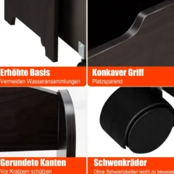 Hölzerner Kinderschrank mit Rollen Bücherregal & Spielzeugablage für Kinder Spielzeugschrank Braun