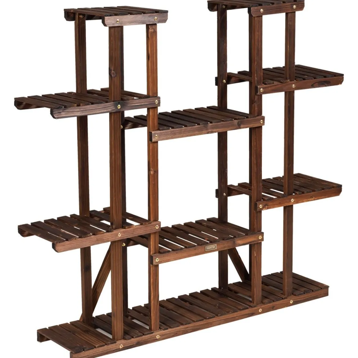Hölzerner 9-stufiger Pflanzenständer Blumenregal Pflanzenregal 125 x 25 x 114 cm Braun