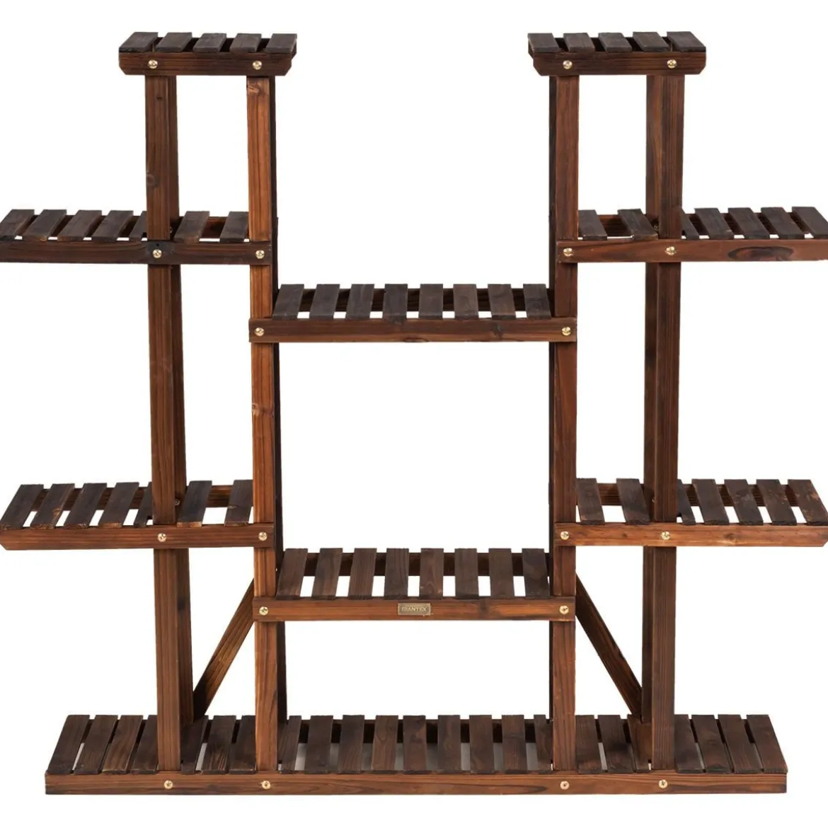 Hölzerner 9-stufiger Pflanzenständer Blumenregal Pflanzenregal 125 x 25 x 114 cm Braun