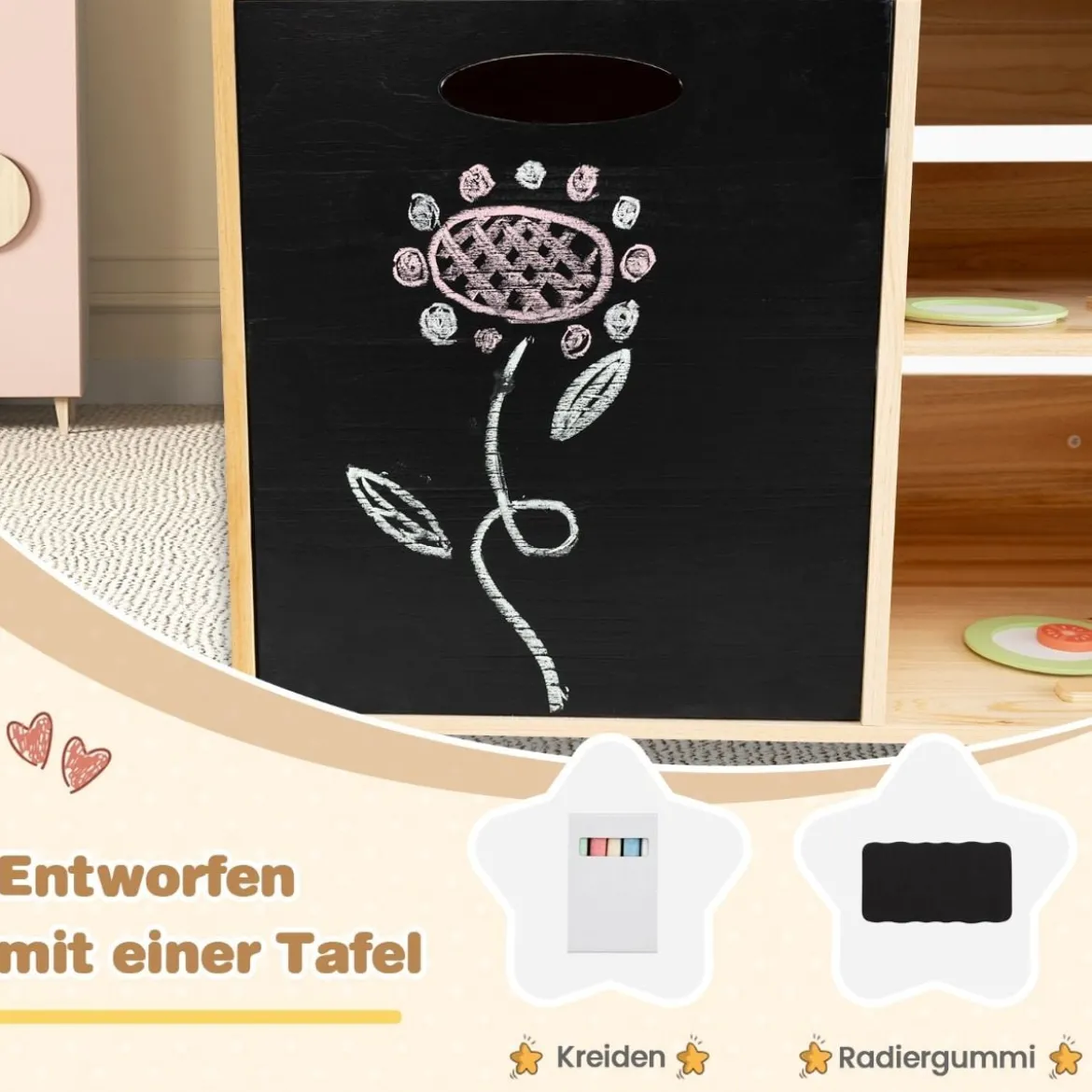 Hölzernes Grill-Spielset mit Spiel-Lebensmitteln & Grillwerkzeug & Zubehör Küchen Set