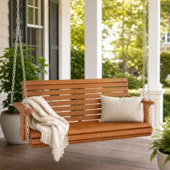 Hängebank Gartenschaukel für 2 Sitzer Schaukelbank aus Tannenholz bis 300 kg 120 x 62 x 49 cm
