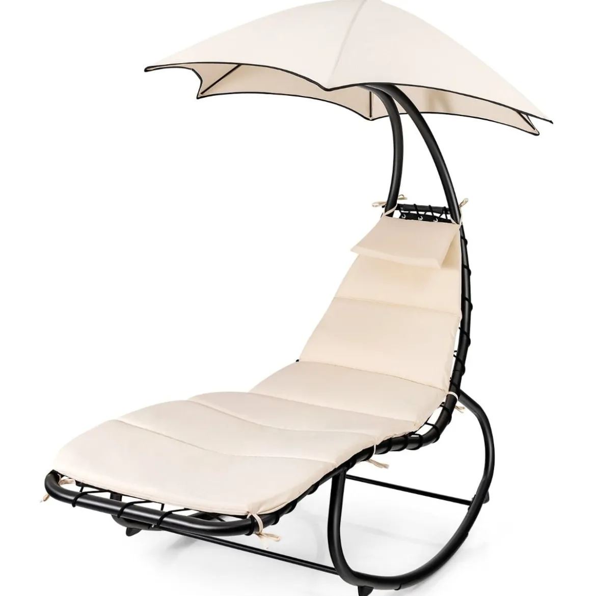 Hängematte Liegestuhl mit Sonnendach 184 cm x 147 cm x 187 cm Beige