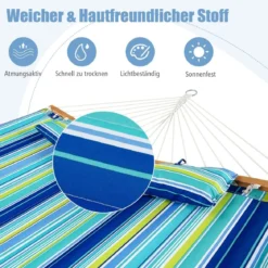 Hängematte mit Kissen Belastbarkeit bis 150 kg Liegefläche ca. 190 x 140 cm Blau