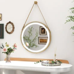 Hängender Badezimmerspiegel Touch-Schalter Antibeschlagfunktion hängend oder mit Aufhängegurt an der Wand