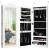 Hängender Schmuckschrank mit Ganzkörperspiegel Spiegelschrank 35 x 96 x 9,5 cm Weiß