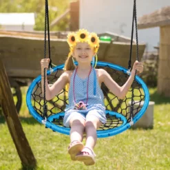 Hängeschaukel Baumschaukel Nestschaukel verstellbaren Kinderspielgerät für drinnen und draußen Blau
