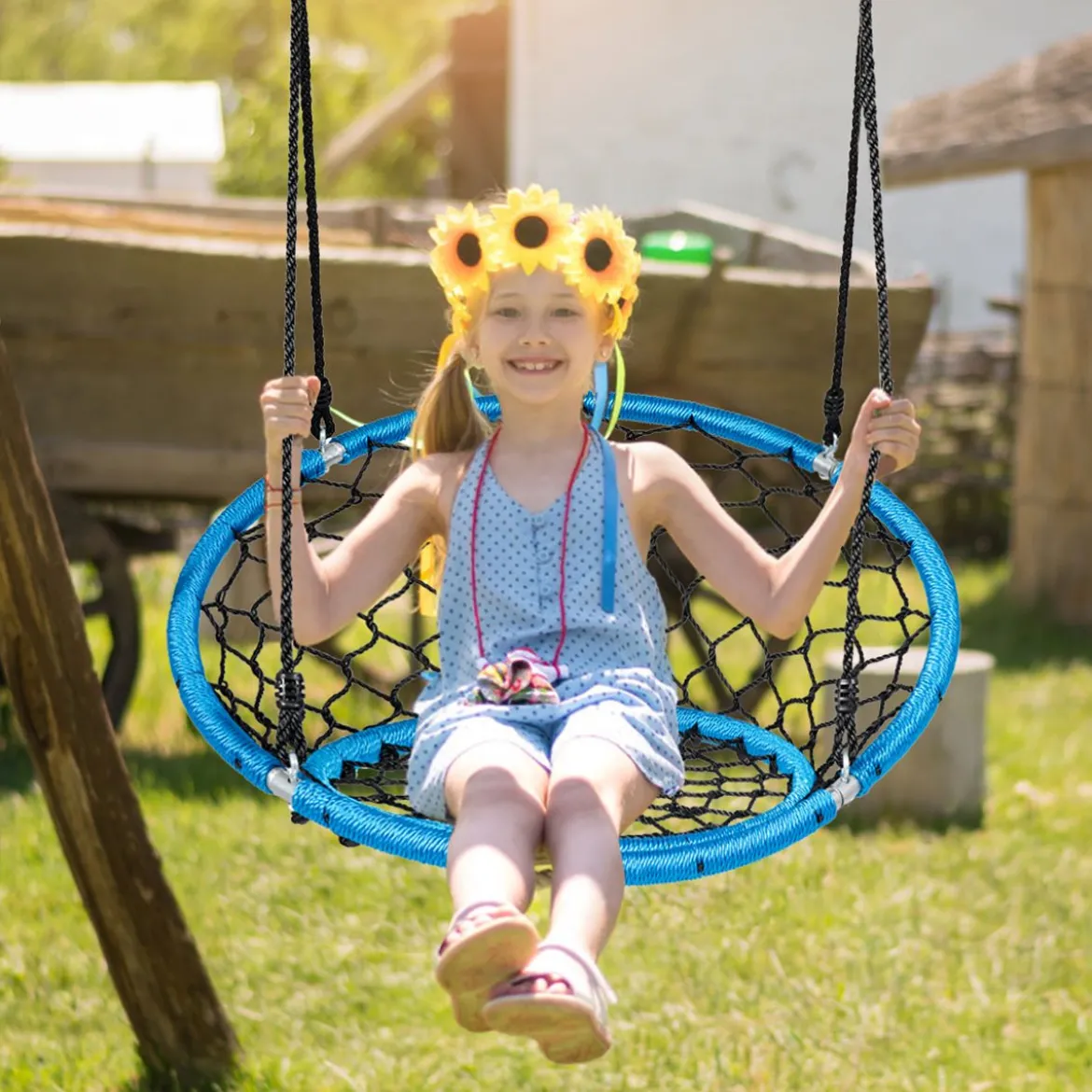 Hängeschaukel Baumschaukel Nestschaukel verstellbaren Kinderspielgerät für drinnen und draußen Blau