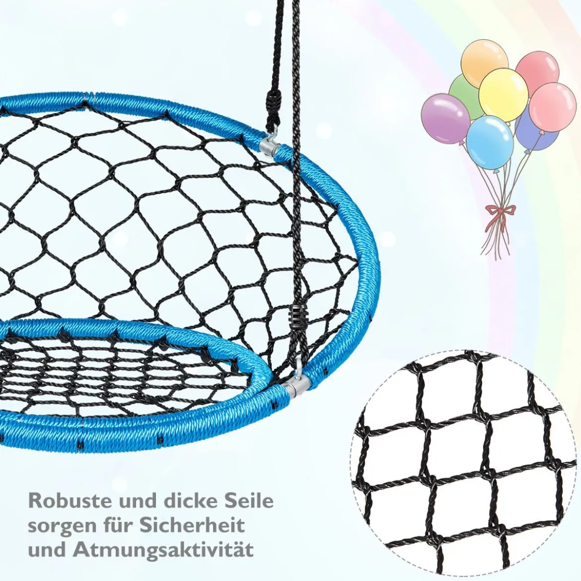 Hängeschaukel Baumschaukel Nestschaukel verstellbaren Kinderspielgerät für drinnen und draußen Blau