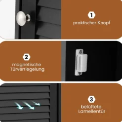 Hängeschrank Badezimmerschrank Wandschrank mit Verstellbarem Einlegeboden Schwarz