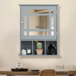 Hängeschrank Badhängeschrank mit verstellbarem Einlegeboden 50 x 16 x 61 cm Grau