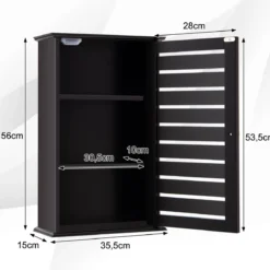 Hängeschrank mit 1 Tür & 2 Verstellbaren Regalen Wandschrank für Bad Kaffee