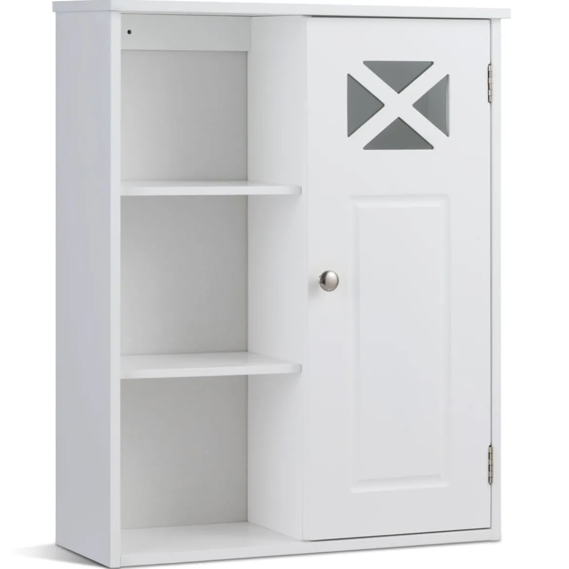 Hängeschrank Verstellbarer Einlegeboden Badezimmer Wandschrank Weiß Holz 48,5x 17,5 x 61 cm