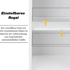 Hängeschrank Verstellbarer Einlegeboden Badezimmer Wandschrank Weiß Holz 48,5x 17,5 x 61 cm