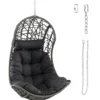 Hängesessel aus PE-Rattan mit Weichem Kissen Hängekorb Sessel Hängesitz mit Hängezubehör