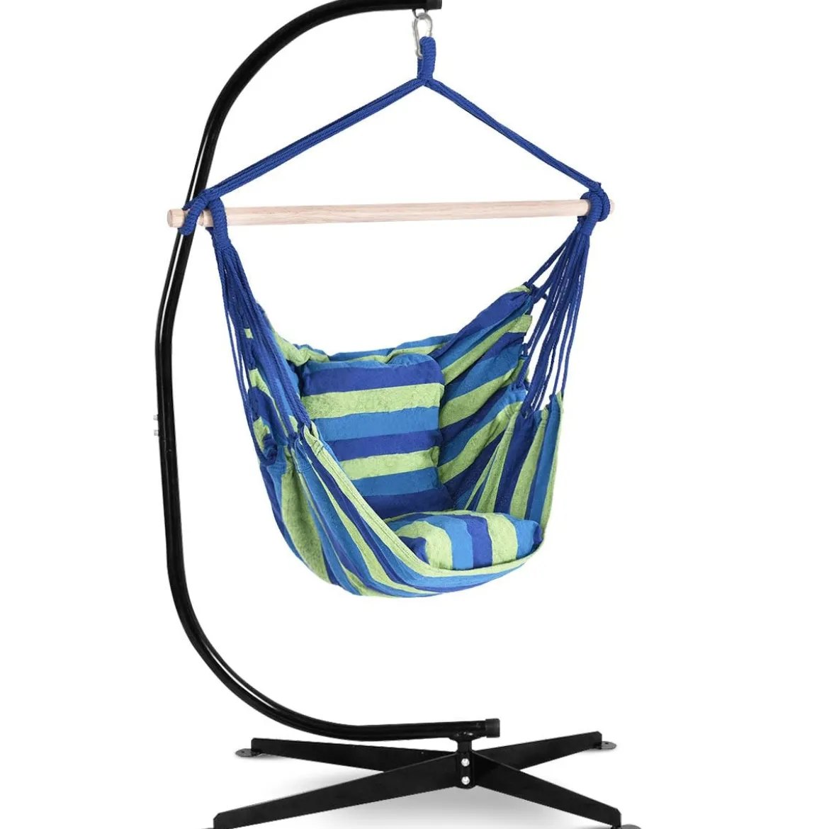 Hängesessel Ø50cm Hängeschaukel Hängestuhl mit 2 Kissen bis 120 kg Blau und Grün