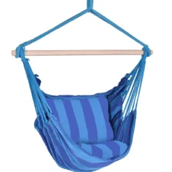 Hängesessel Ø50cm Hängeschaukel Hängestuhl mit 2 Kissen bis 120 kg Blau