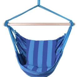 Hängesessel Ø50cm Hängeschaukel Hängestuhl mit 2 Kissen bis 120 kg Blau