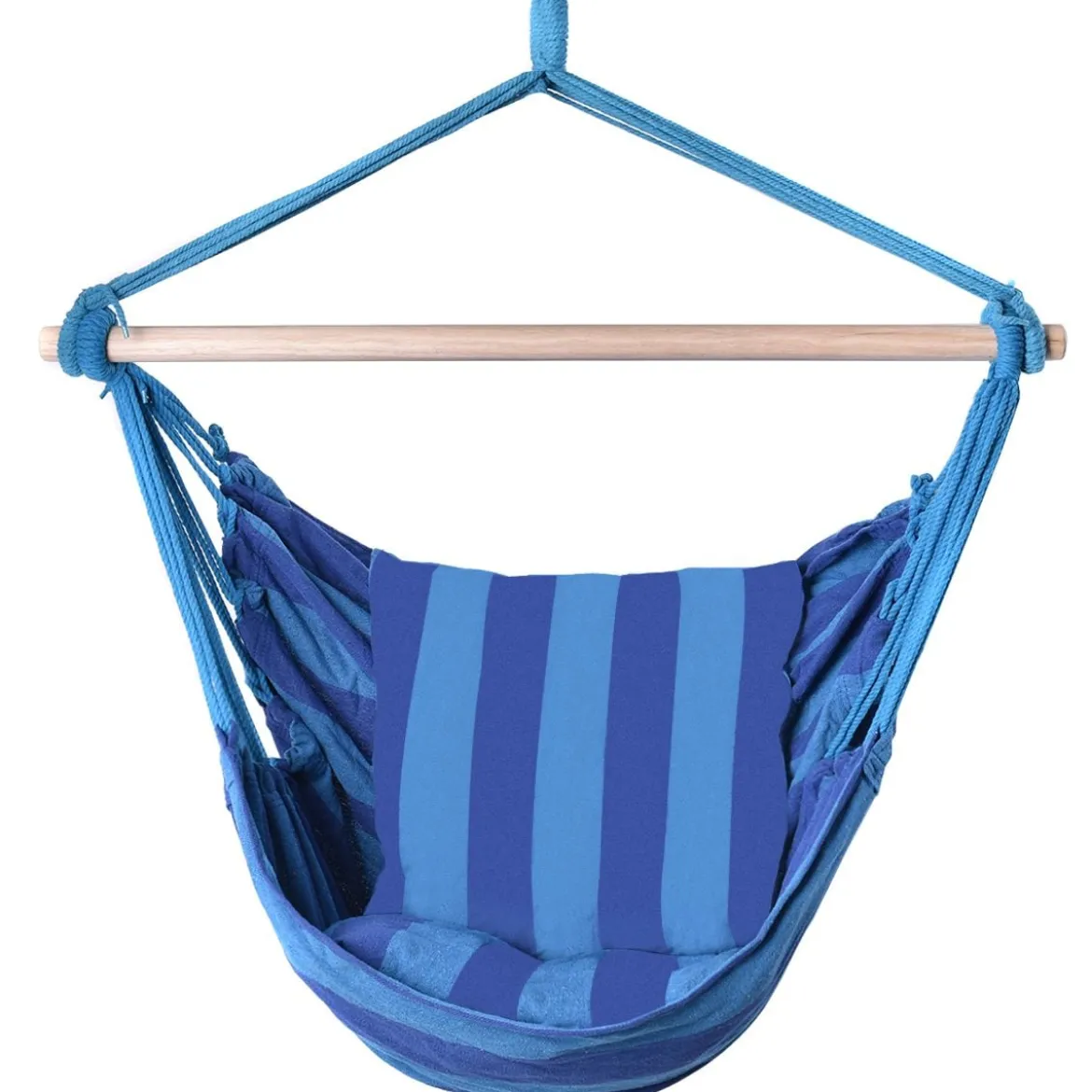 Hängesessel Ø50cm Hängeschaukel Hängestuhl mit 2 Kissen bis 120 kg Blau