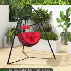Hängesesselgestell mit Dreibein Gestell für Hängesessel Hängestuhl Hängestuhlgestell bis 200 kg belastbar 200 x 218 cm Schwarz