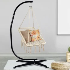 Hängesessel Makramee Hängestuhl Hängesitz Hängeschaukel Swing Sessel 120 kg Tragkraft
