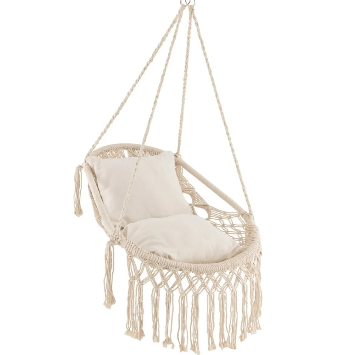 Hängesessel mit 2 Kissen Hängestuhl bis 150 kg belastbar 101 x 69 cm Beige