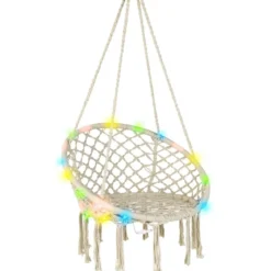 Hängesessel mit LED-Leuchten bis 150 kg belastbar Sitzfläche ca. Ø 60 cm Hängestuhl Milchweiß