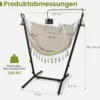 Hängesessel mit Ständer höhenverstellbarer Hängesitz mit Kissen 152 x 107 x 96–146 cm Tragbarkeit bis zu 250 kg Beige